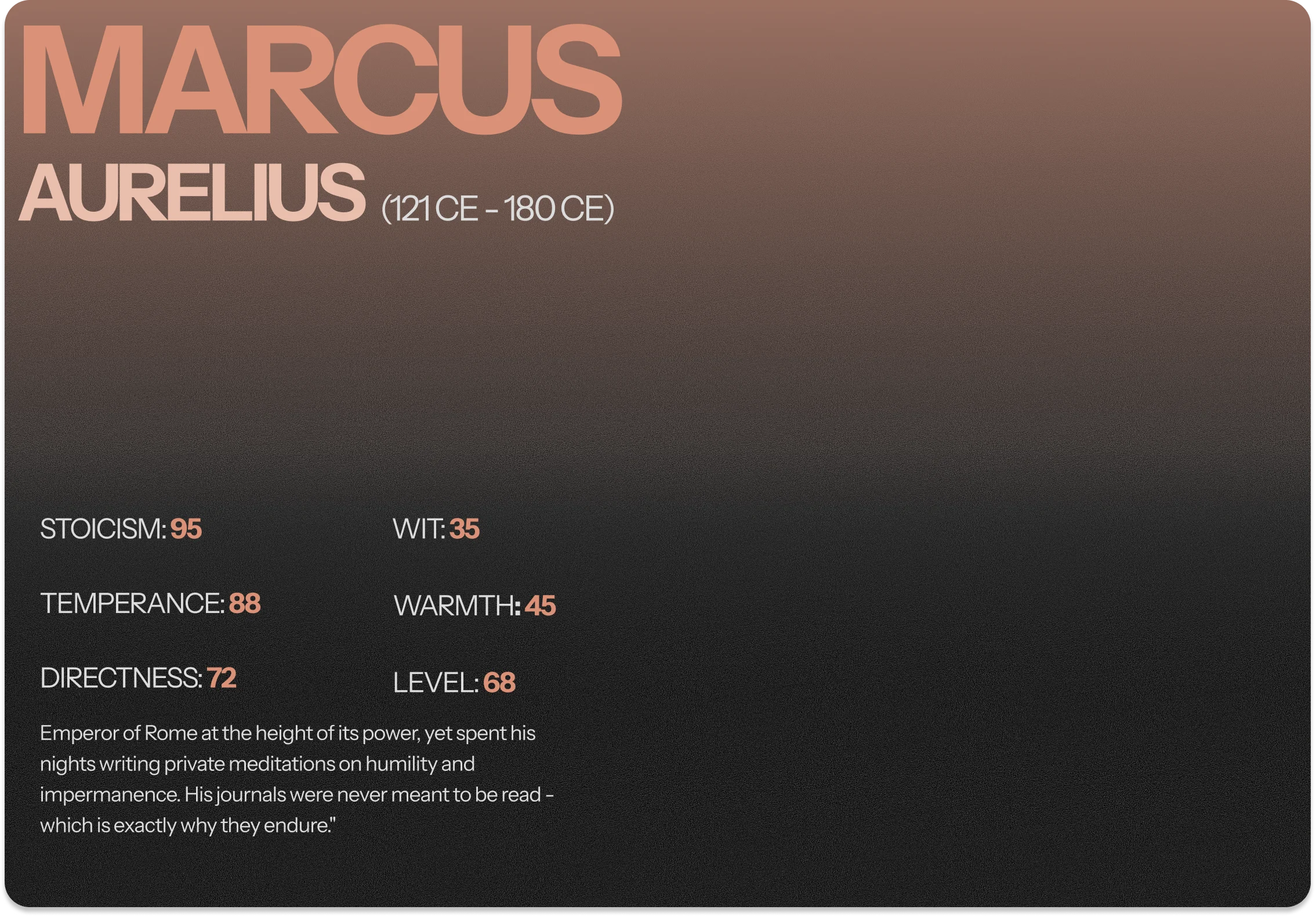Marcus Aurelius character card