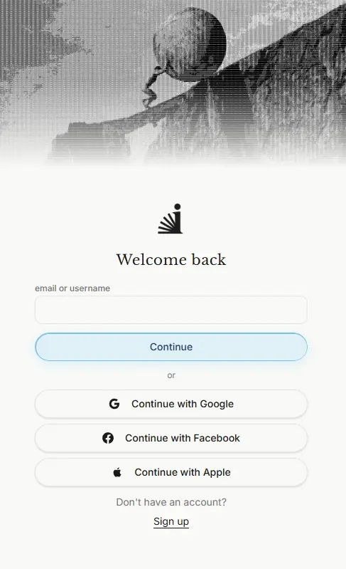 Inkling login screen - Welcome back
