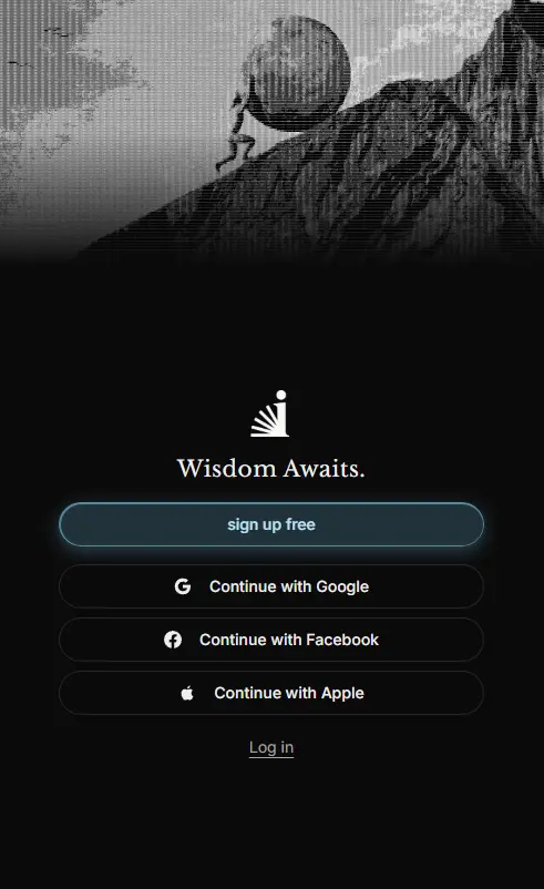 Inkling sign up screen - Wisdom Awaits